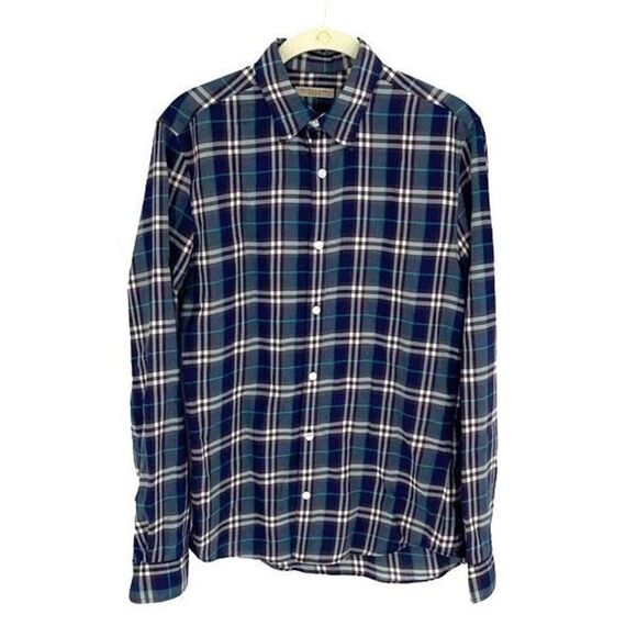 Burberry Mens Brit Plaid Long Sleeve 100% Cotton‎ Shirt Multicolor Small